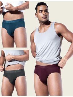 DaMENSCH - Men Multi-Color Modal Solid Briefs (Pack of 3)