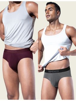 DaMENSCH - Men Multi-Color Modal Solid Briefs (Pack of 2)