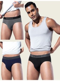 DaMENSCH - Men Multi-Color Modal Solid Briefs (Pack of 3)