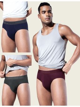 DaMENSCH - Men Multi-Color Modal Solid Briefs (Pack of 3)