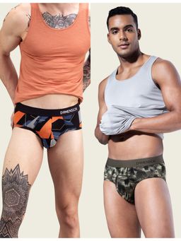 DaMENSCH - Men Multi-Color Modal Abstract Briefs (Pack of 2)