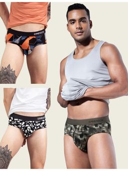 DaMENSCH - Men Multi-Color Modal Abstract Briefs (Pack of 3)