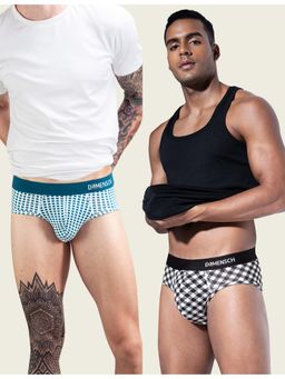 DaMENSCH - Men Multi-Color Modal Checks Briefs (Pack of 2)