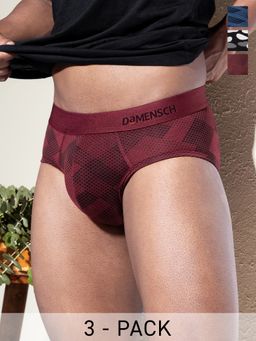 DaMENSCH - Men Multi-Color Modal Abstract Briefs (Pack of 3)