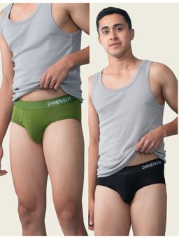 DaMENSCH - Men Multi-Color Modal Solid Briefs (Pack of 2)