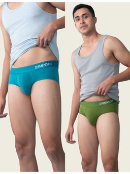 DaMENSCH - Men Multi-Color Modal Solid Briefs (Pack of 2)
