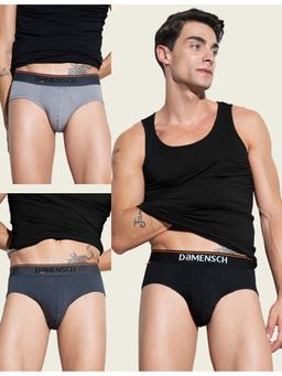 DaMENSCH - Men Multi-Color Cotton Blend Solid Briefs (Pack of 3)
