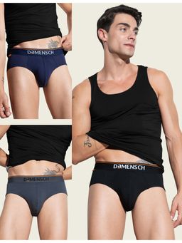 DaMENSCH - Men Multi-Color Cotton Blend Solid Briefs (Pack of 3)