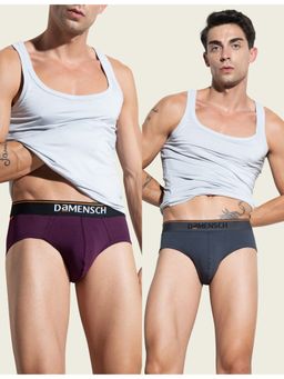 DaMENSCH - Men Multi-Color Cotton Blend Solid Briefs (Pack of 2)