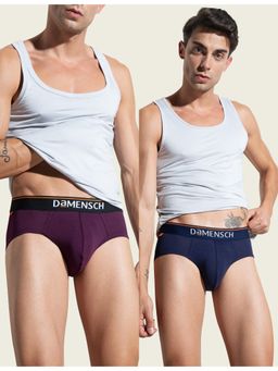 DaMENSCH - Men Multi-Color Cotton Blend Solid Briefs (Pack of 2)