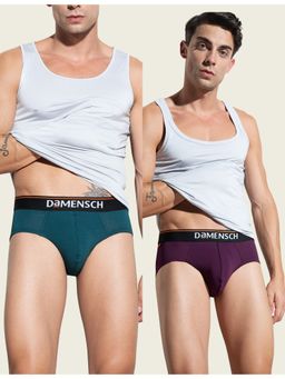 DaMENSCH - Men Multi-Color Cotton Blend Solid Briefs (Pack of 2)