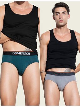 DaMENSCH - Men Multi-Color Cotton Blend Solid Briefs (Pack of 2)