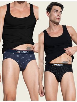 DaMENSCH - Men Multi-Color Cotton Blend Abstract Briefs (Pack of 2)