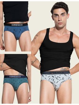 DaMENSCH - Men Multi-Color Cotton Blend Abstract Briefs (Pack of 3)