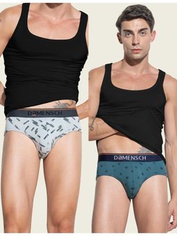 DaMENSCH - Men Multi-Color Cotton Blend Abstract Briefs (Pack of 2)
