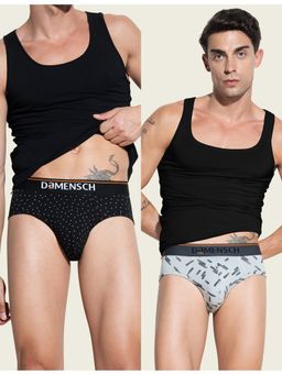 DaMENSCH - Men Multi-Color Cotton Blend Abstract Briefs (Pack of 2)