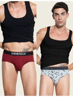 DaMENSCH - Men Multi-Color Cotton Blend Abstract Briefs (Pack of 2)