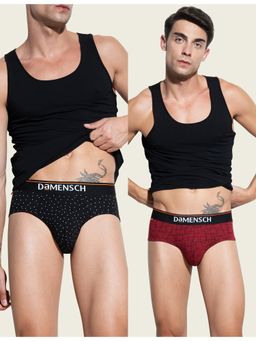 DaMENSCH - Men Multi-Color Cotton Blend Abstract Briefs (Pack of 2)