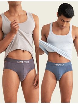 DaMENSCH - Men Multi-Color Cotton Blend Solid Briefs (Pack of 2)