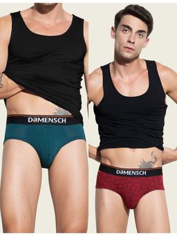DaMENSCH - Men Multi-Color Cotton Blend Abstract Briefs (Pack of 2)