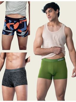 DaMENSCH - Men Multi-Color Modal Abstract Trunks (Pack of 3)