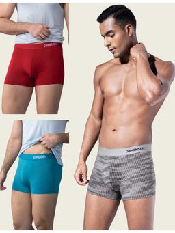 DaMENSCH - Men Multi-Color Modal Abstract Trunks (Pack of 3)