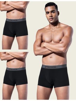 DaMENSCH - Men Black Modal Solid Trunks (Pack of 3)
