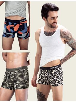 DaMENSCH - Men Multi-Color Modal Abstract Trunks (Pack of 3)