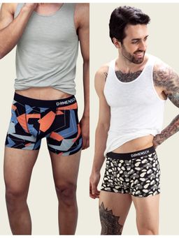 DaMENSCH - Men Multi-Color Modal Abstract Trunks (Pack of 2)