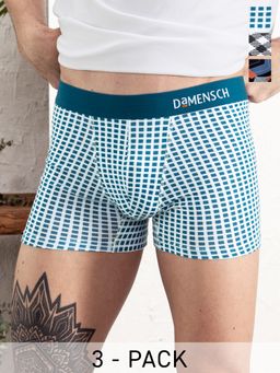 DaMENSCH - Men Multi-Color Modal Abstract Trunks (Pack of 3)