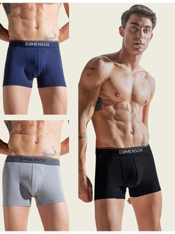 DaMENSCH - Men Multi-Color Cotton Blend Solid Trunks (Pack of 3)