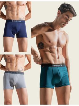 DaMENSCH - Men Multi-Color Cotton Blend Solid Trunks (Pack of 3)