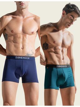DaMENSCH - Men Multi-Color Cotton Blend Solid Trunks (Pack of 2)