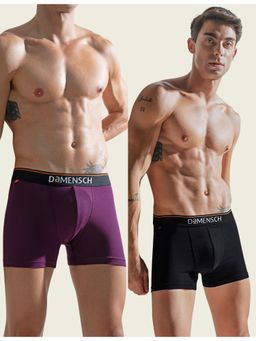 DaMENSCH - Men Multi-Color Cotton Blend Solid Trunks (Pack of 2)