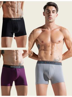 DaMENSCH - Men Multi-Color Cotton Blend Solid Trunks (Pack of 3)