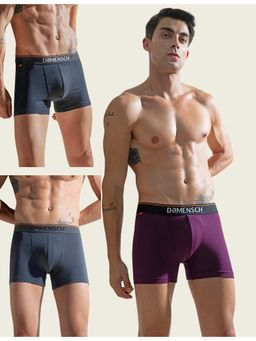 DaMENSCH - Men Multi-Color Cotton Blend Solid Trunks (Pack of 3)