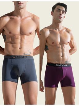 DaMENSCH - Men Multi-Color Cotton Blend Solid Trunks (Pack of 2)
