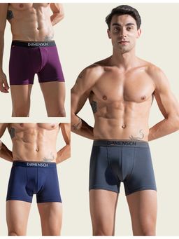 DaMENSCH - Men Multi-Color Cotton Blend Solid Trunks (Pack of 3)