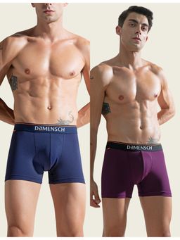 DaMENSCH - Men Multi-Color Cotton Blend Solid Trunks (Pack of 2)