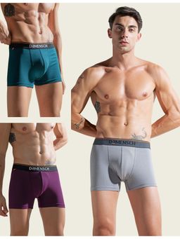 DaMENSCH - Men Multi-Color Cotton Blend Solid Trunks (Pack of 3)