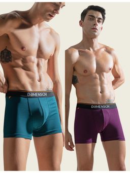 DaMENSCH - Men Multi-Color Cotton Blend Solid Trunks (Pack of 2)