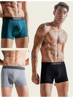 DaMENSCH - Men Multi-Color Cotton Blend Solid Trunks (Pack of 3)