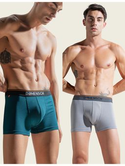 DaMENSCH - Men Multi-Color Cotton Blend Solid Trunks (Pack of 2)