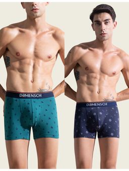 DaMENSCH - Men Multi-Color Cotton Blend Abstract Trunks (Pack of 2)