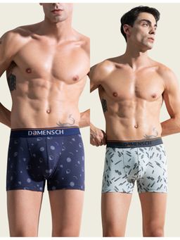 DaMENSCH - Men Multi-Color Cotton Blend Abstract Trunks (Pack of 2)