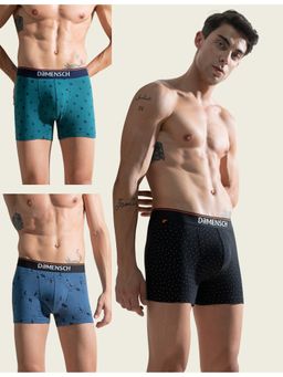 DaMENSCH - Men Multi-Color Cotton Blend Abstract Trunks (Pack of 3)