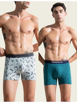 DaMENSCH - Men Multi-Color Cotton Blend Abstract Trunks (Pack of 2)