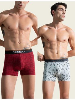 DaMENSCH - Men Multi-Color Cotton Blend Abstract Trunks (Pack of 2)