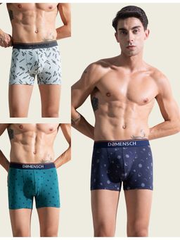 DaMENSCH - Men Multi-Color Cotton Blend Abstract Trunks (Pack of 3)