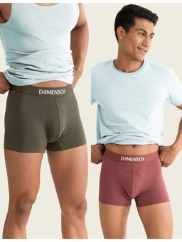 DaMENSCH - Men Multi-Color Cotton Blend Solid Trunks (Pack of 2)